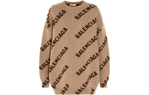 Футболка с логотипом по всей поверхности 'Бежевый/Черный' Balenciaga, Молочный чай