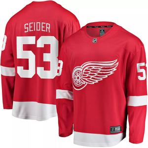 Мужская футболка с логотипом Moritz Seider Red Detroit Red Wings Home Breakaway Player Fanatics