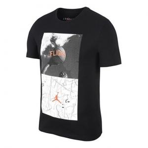 Футболка men's photo printing short sleeve black t-shirt Air Jordan, черный