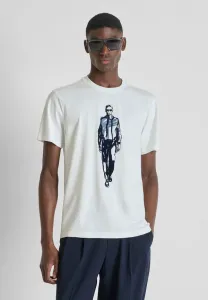 Футболка стандартного кроя с матовым и флоковым принтом. Antony Morato, White