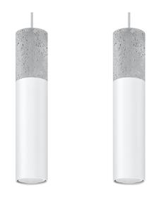 Подвесной светильник EDO 2, белый, из стали, с потолочным светильником серого бетона, светодиод GU10, NICE LAMPS Nice Lamps