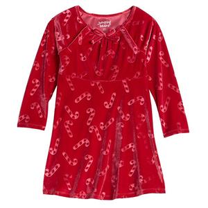 Адаптивное платье из велюра для девочек 2-12 лет Jumping Beans, Red Candy Canes