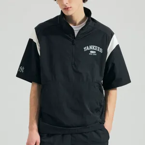 MLB Футболка New York Yankees Unisex черная с воротником-стойкой умеренно прямого кроя