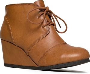 Женские ботильоны J. Adams Roxy на танкетке, повседневные с шнуровкой, низкий каблук, закрытый носок, для осени и зимы, Tan Vegan Leather