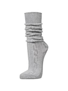 PAULGOS Традиционные высокие носки до колена с узором «косичка» серого цвета