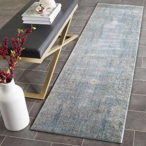 Ковер-дорожка SAFAVIEH, 69 x 366 см, Mystique Collection - , Teal & Multi, современный абстрактный дизайн с эффектом потертости, не линяет и прост в уходе, идеален для помещений с высокой проходимостью в гостиной, спальне (MYS971A)