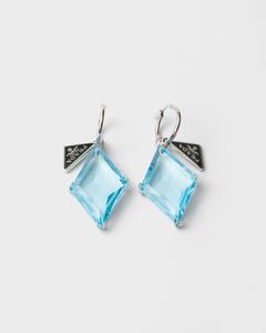 Серьги из металла и стекла Prada, зеленый