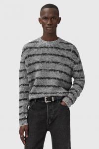 Растворенный шерстяной свитер Allsaints, серый