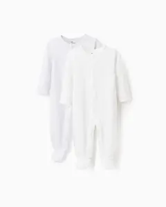 Набор из 2-х детских пижам для мальчика, 100% хлопок, в полоску/однотонные Zippy, белый