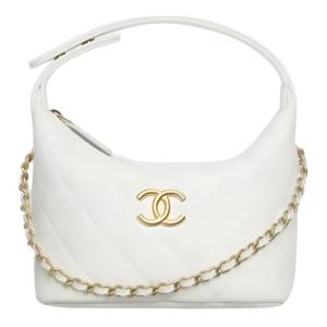 CHANEL Кожаная сумка для обеда через плечо женская белая