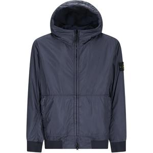 Куртка с капюшоном на молнии и нашивкой с логотипом Stone Island, темный синий