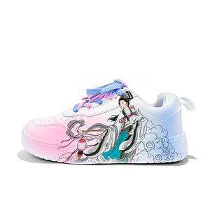 Легкие и дышащие низкие кроссовки для скейтбординга унисекс Cold cicadas yesterday, White Pink Blue-Chinese Paintings Fairy-Zla2098D-Fl1