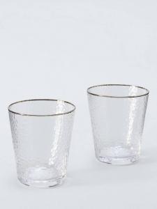 Серебряный ободок молотковое стекло стакан, набор из 2 штук, 250 мл, прозрачный John Lewis, ear