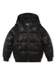 Пуховик с монограммой Dkny Kids, черный