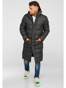 Зимнее пальто LONGLINE ZIP PARKA темно-серого цвета behype