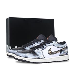 Jordan Кроссовки баскетбольные Air 1 с амортизацией поддержка низкие винтажные unisex черный золотой