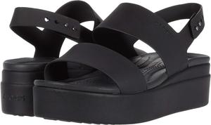 Сандалии на плоской подошве Brooklyn Low Wedge Crocs, цвет Black/Black
