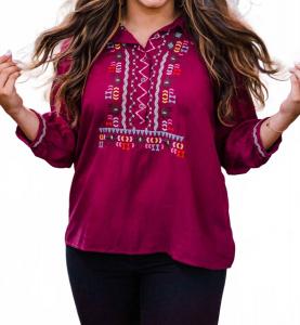 Абстрактная вышитая блузка Layerz Clothing, красный