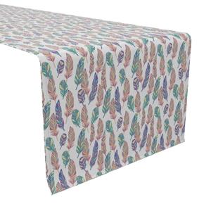 Дорожка для стола, 100 % хлопок, 16x108 дюймов, перья с рисунком каракули.