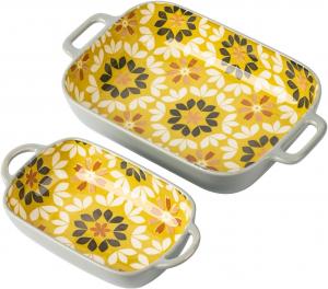Формы для выпечки ONCCI керамические прямоугольные 27 см и 19 см, 2 шт, серый/желтый