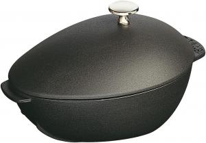 Кастрюля Staub 1102523 Shell Pot с крышкой, диаметр 25 см, объем 2,0 л, подходит для индукционных плит, внутренняя поверхность покрыта матовой черной эмалью, цвет черный