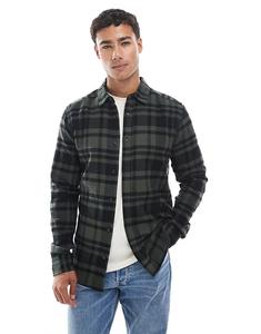 Клетчатая рубашка ONLY & SONS темно-хаки-зеленого и черного цветов