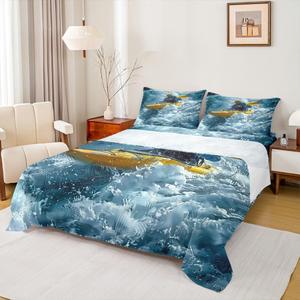 Erosebridal Комплект постельного белья Rowing Sheet Set с морской тематикой для спортивного стиля, Blue Yellow