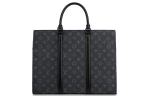 Сумка Sac Plat из лакированного холста с кожаными вставками, нотная папка, портфель, повседневная мужская сумка, черный LOUIS VUITTON