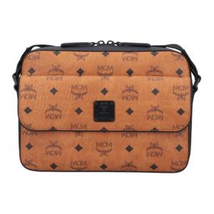 Сумка-мессенджер Aren Visetos из лакированного холста, через плечо, средний размер, мужская, коричневый коньяк MCM