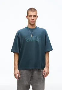 Футболка с принтом Bershka, Mottled Dark Green