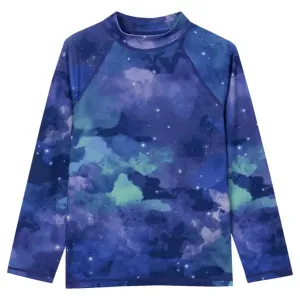 Плавки с длинными рукавами и воротником-стойкой для мальчиков 8-20 лет, размер 50, цвет хаски Lands' End, цвет watercolor galaxy