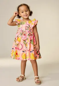 Платье повседневное, прямого кроя, с двойными оборками на рукавах. Next, Peach Pink Tropical