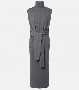 Многослойное макси-платье из смеси шерсти и кашемира Róhe, Mid Grey Melange