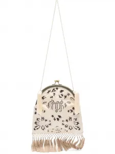 Рюкзак с цветочным принтом и кисточками Bode, белый