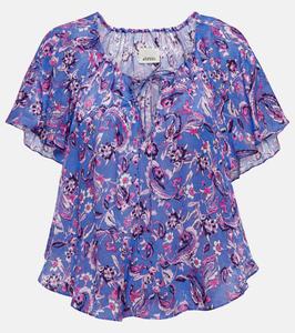 Топ из смесового шелка с принтом Пенелопы Isabel Marant, синий