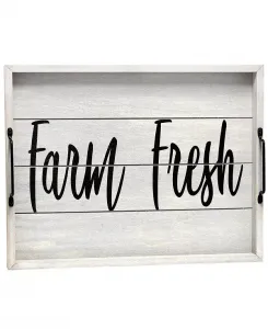 Декоративный поднос из дерева с ручками – свежий фермерский продукт Elegant Designs, gray