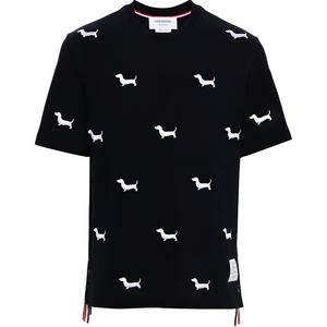 Футболка с вышивкой собаки Crewneck THOM BROWNE, синий