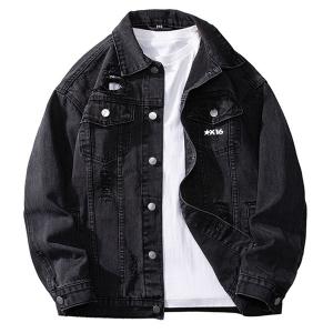 Джинсовая куртка Unisex Lapel Moderate Others X1617, черный серый top