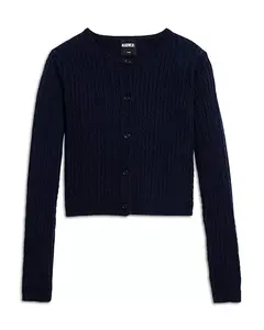 Детский кардиган с круглым вырезом для девочек-подростков (модель "Rory") - для детей постарше. Katiejnyc, синий