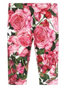 Dolce & Gabbana Kids леггинсы с принтом роз, розовый