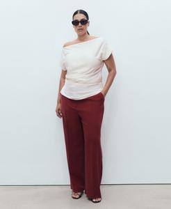 Женские прямые брюки со средней посадкой MANGO, Maroon