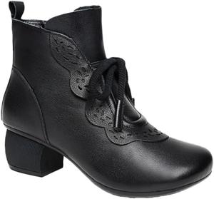 Женские повседневные ботинки с закругленным носком и боковой молнией, с толстой подошвой, из резинового материала, для ежедневного использования и активного отдыха на улице. Fusecottc, Black