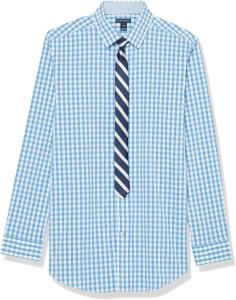 Рубашка Tommy Hilfiger для мальчиков с длинными рукавами, прямым галстуком, воротником на пуговицах и манжетами на рукавах, Dragonfly/Gingham