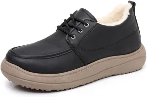 Мужские зимние ботинки для снега, теплые повседневные зимние ботинки на подкладке с мягкой теплой подкладкой, нескользящая подошва, удобные ботинки для холодной погоды, для прогулок Qacksv, черный