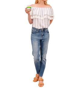 Полосатый топ Set Yourself Free в белом цвете ANDREE BY UNIT