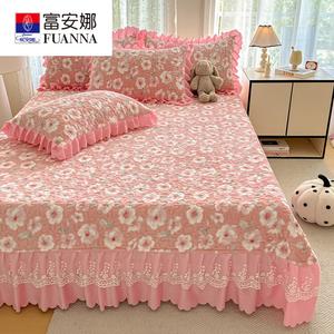 Fuanna Плед из флиса 280х260 см, комплект из 3 предметов (покрывало + 2 наволочки), цвет A Flower Blooms, молочный велюр