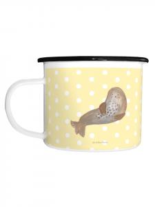 Эмалированная кружка XL Смех без слов, пастельно-желтый цвет Mr. & Mrs. Panda