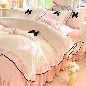 Disney Комплект постельного белья 4 предмета, 200x230 см, простыня, пододеяльник, 2 наволочки, цвет бело-розовый