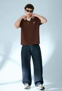 Рубашка-Поло в стиле преппи Bershka, Dark Brown