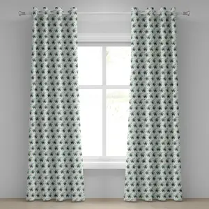 Шторы на люверсах ABAKUHAUS в азиатском стиле с очаровательным рисунком панды, бамбука, животных, зоопарка, детской забавы, природы, декоративные двухпанельные шторы, 280 см x 245 см, цвет: зеленый, черный, белый